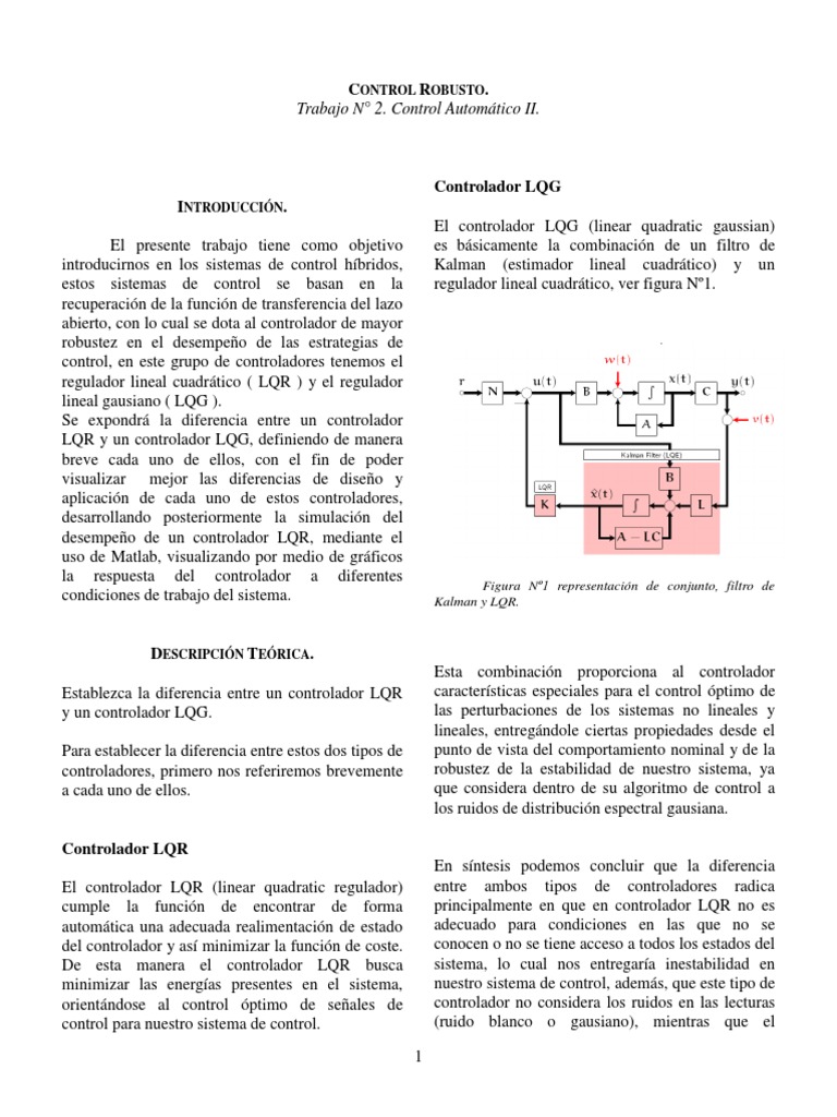 Control Lqr Y Lqg Pendulo Sistema De Control control lqr y lqg pendulo sistema