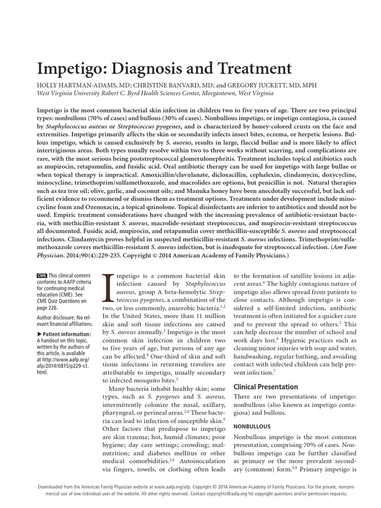 impetigo diagnosis and treatment Antibiotics Microbiology