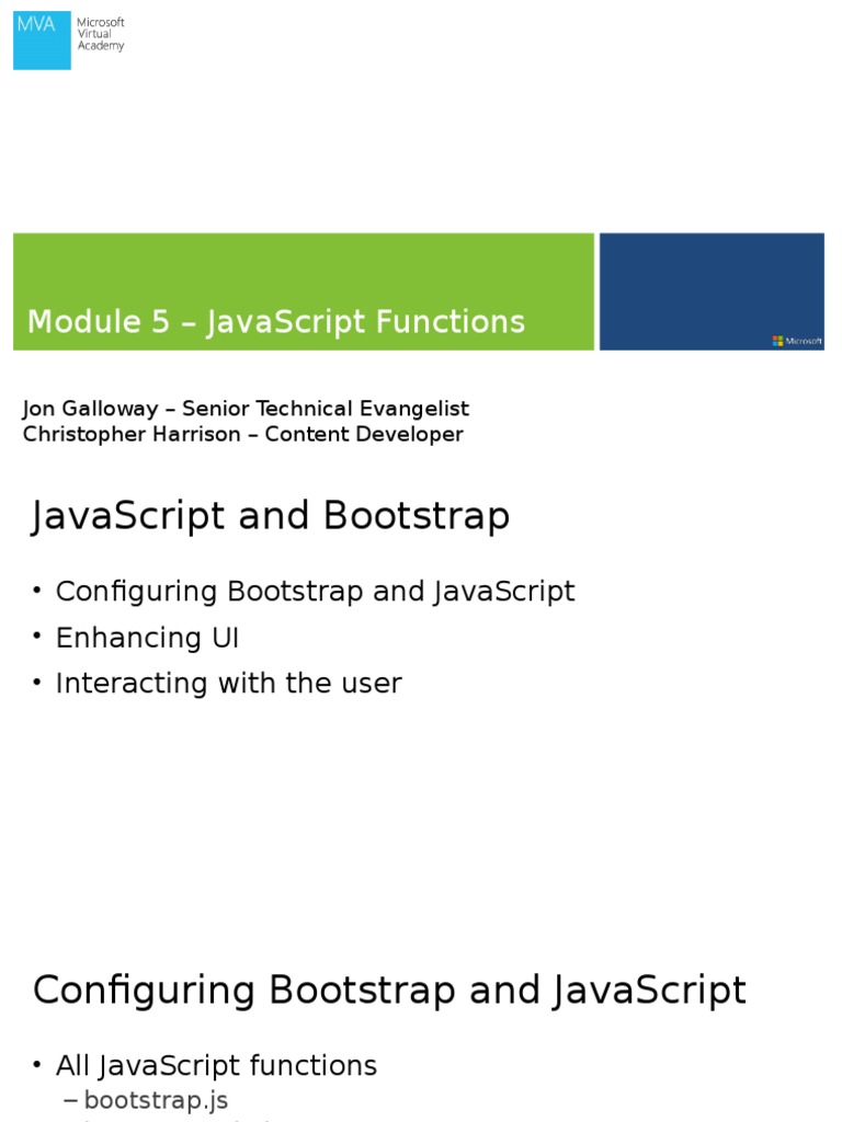 Module 5 - JavaScript Functions | PDF | Bootstrap (Front End Framework ...