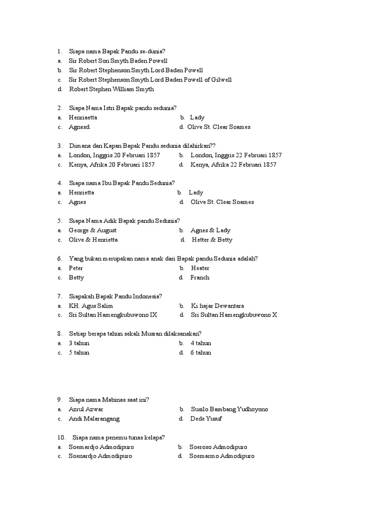 Soal Pramuka Penegak