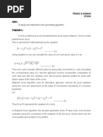 To Study and Implement Circle Generating Algorithm.: Trinad G Somani D7A/54