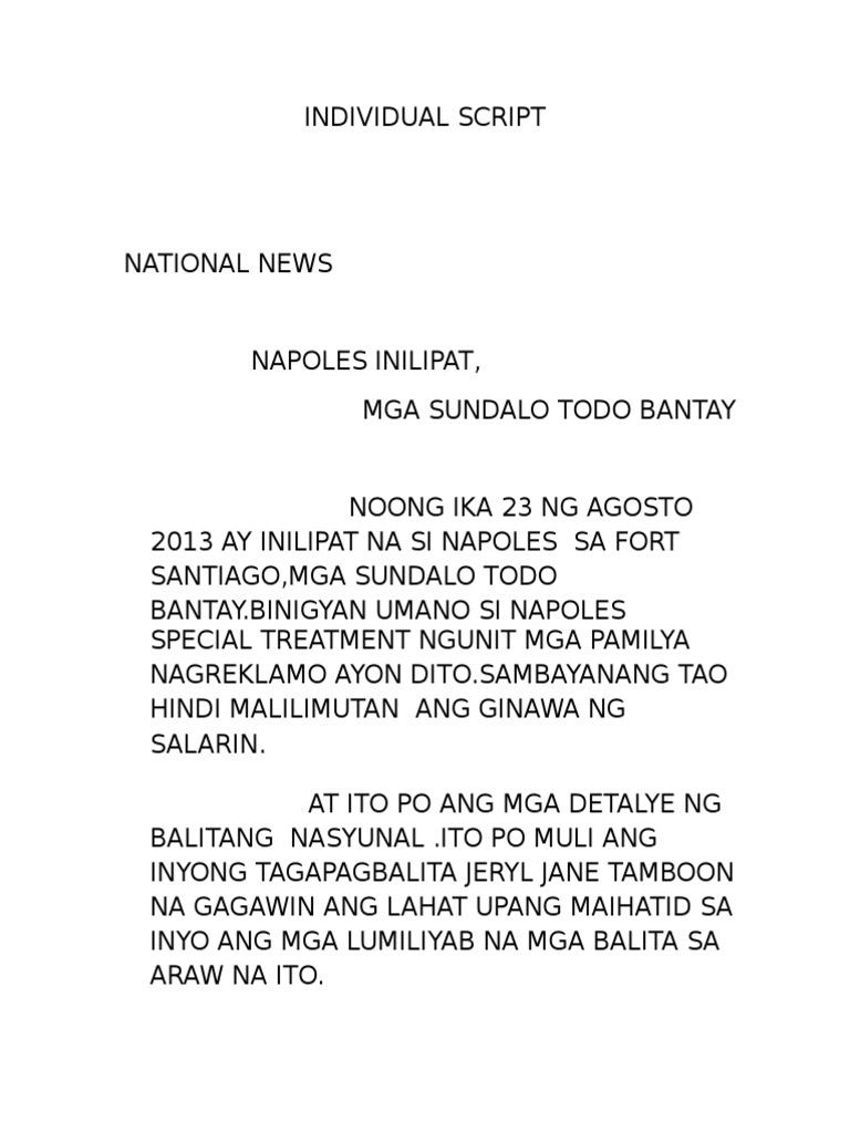 Individual Script (Flipino) | PDF