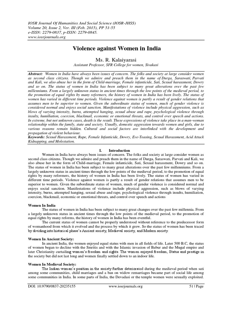 Violence Against Women in India: An Overview | PDF | Woman | Violence