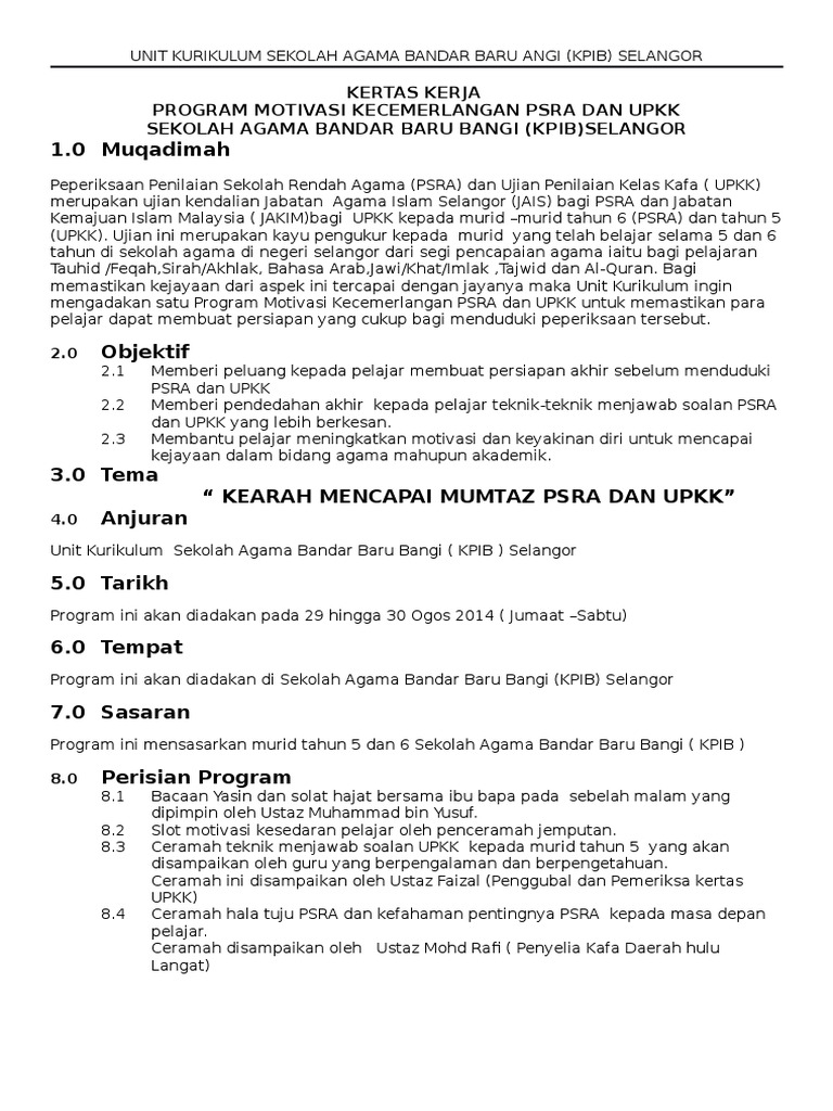 Kertas Kerja Motivasi Upkk Psra