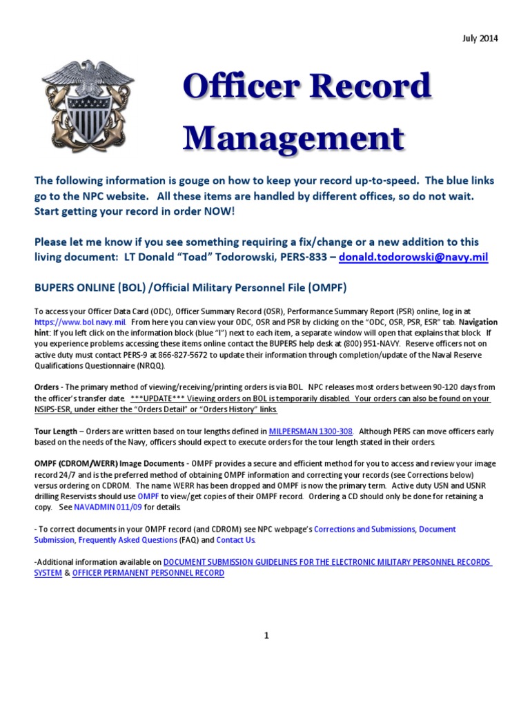 Officer Record Management Brief Updated July14 Email Social