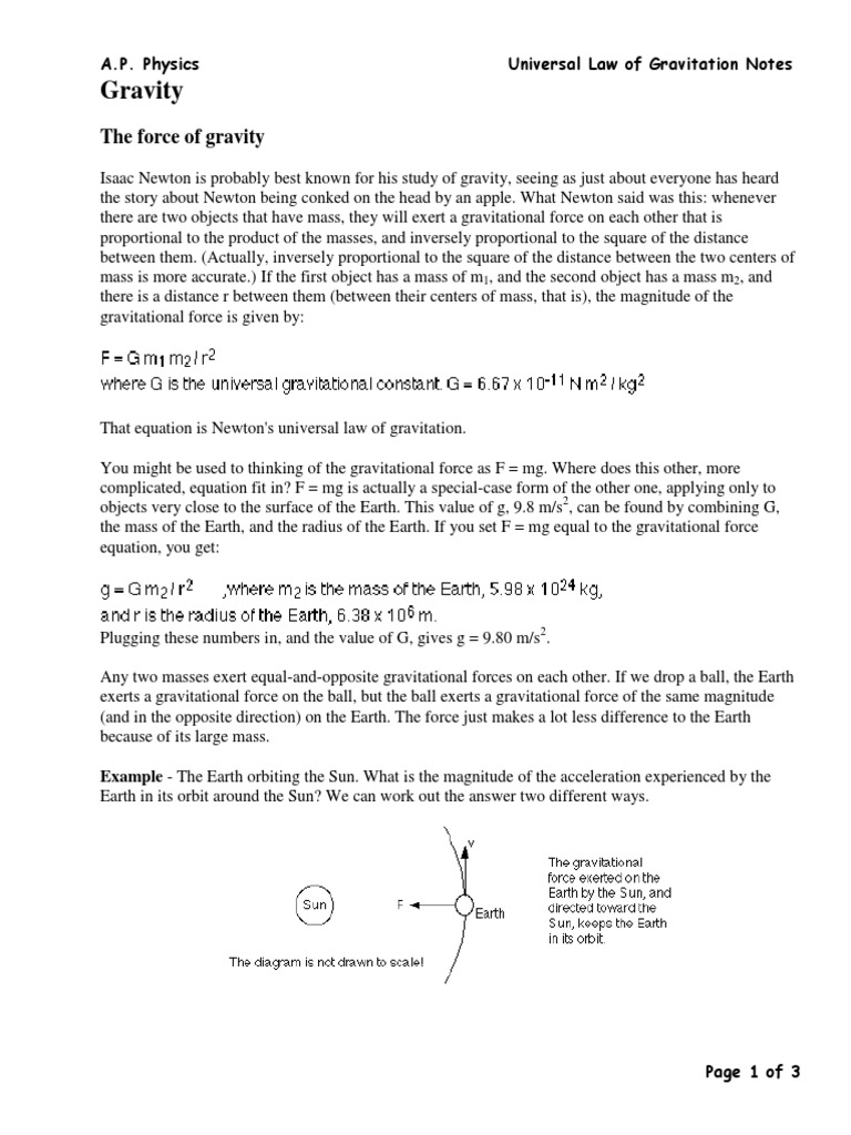 Gravity Lecture Notes Pdf Gravity Orbit