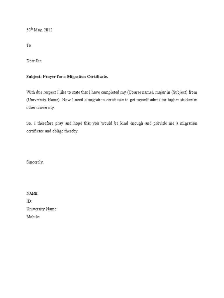 Subject prayer for a migration certificate pdf career growth
