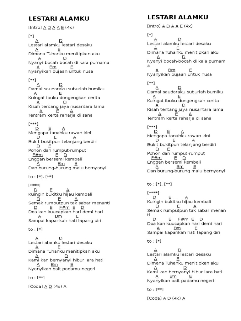 Chord Lestari Alamku