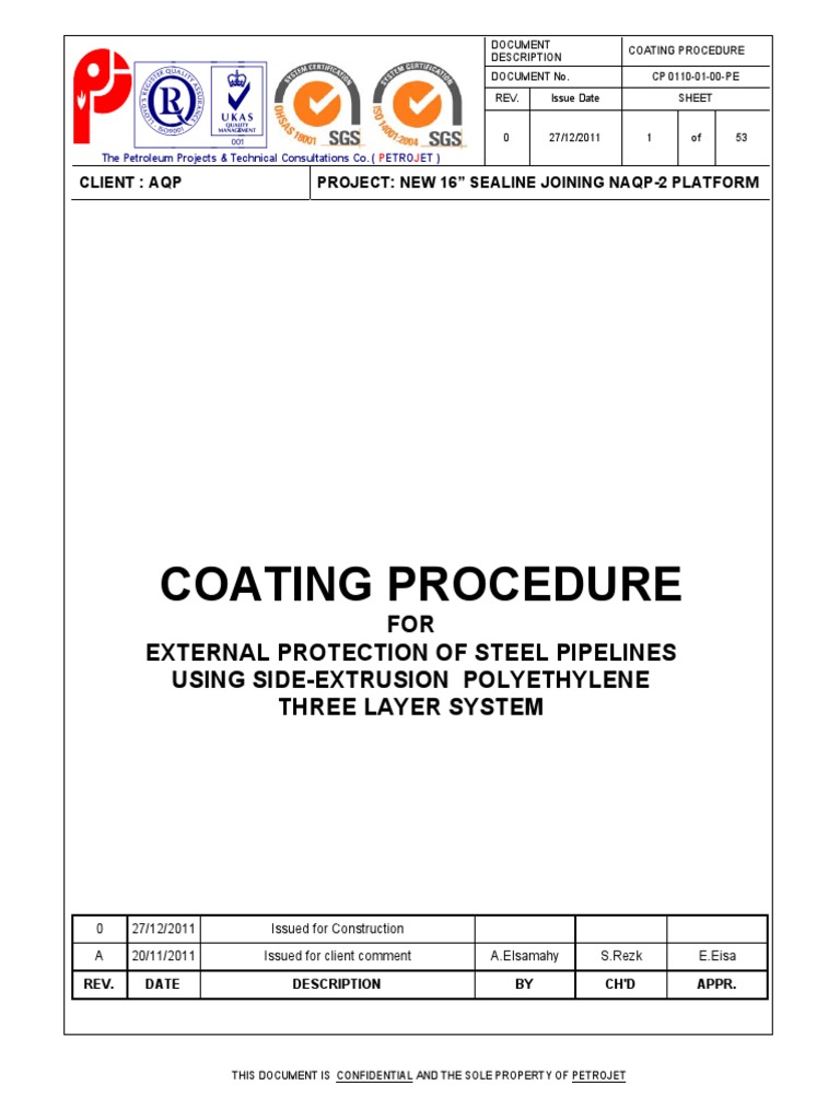 PE Coating Procedure for Steel Pipelines | PDF | Polyethylene | Pipe ...