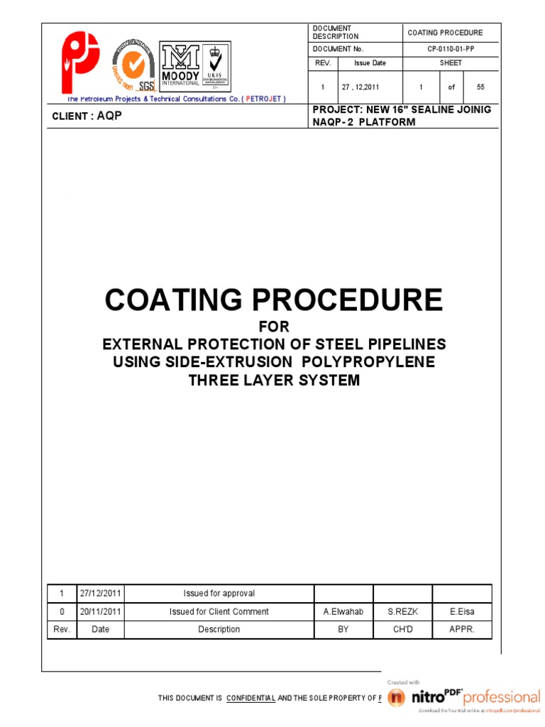 Coating Procedure PP | Pipe (Fluid Conveyance) | Epoxy