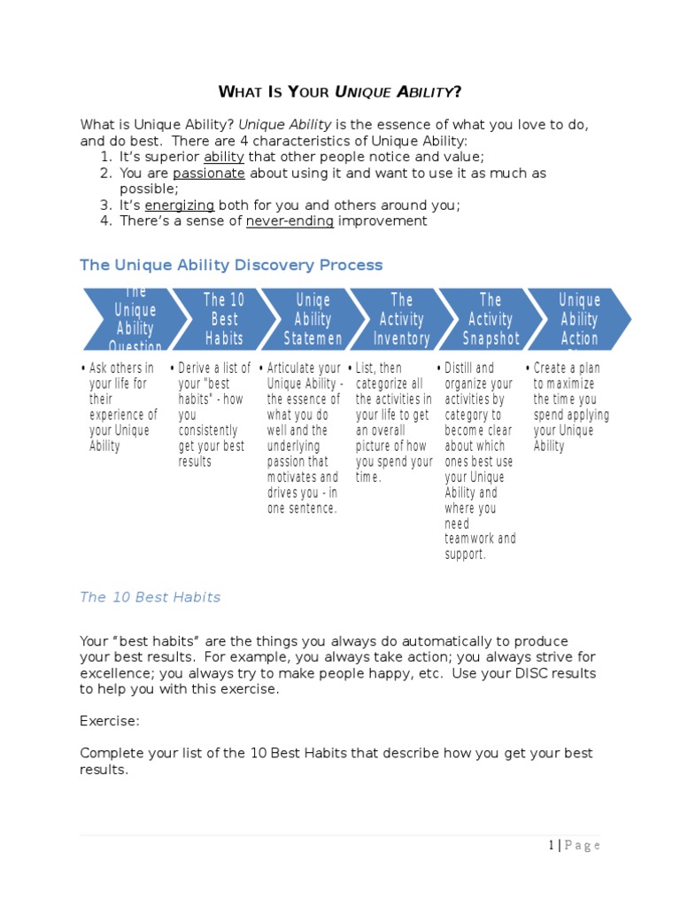 The Unique Ability Discovery Process | PDF | Motivation | Motivational