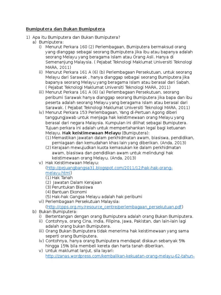 Bumiputera Dan Bukan-Bbumiputera  PDF