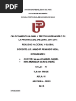Calentamiento Global y Efecto Invernadero en Arequipa