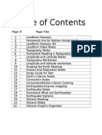 Science Table of Contents