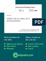 Analisis Del Uso Clínico de La Hemotransfucion