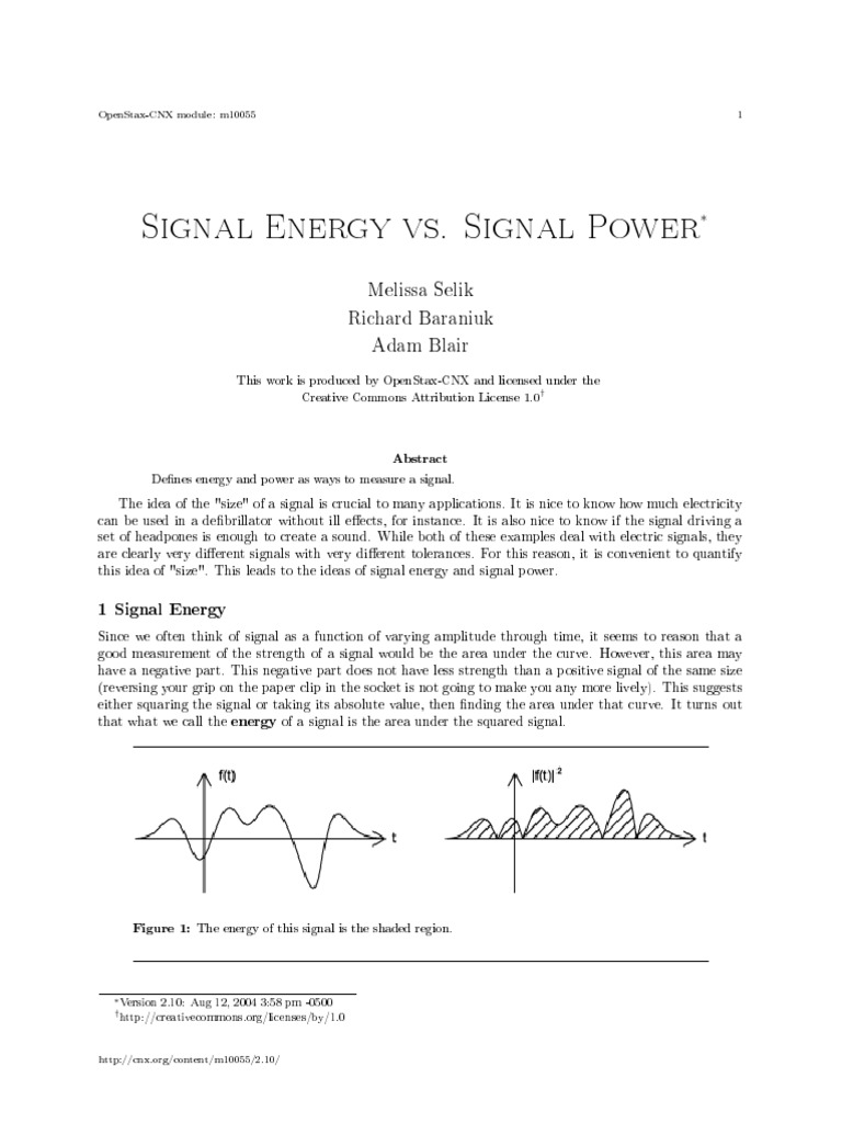 Signal Energy vs Signal Power 11 Root Mean Square Physics & Mathematics