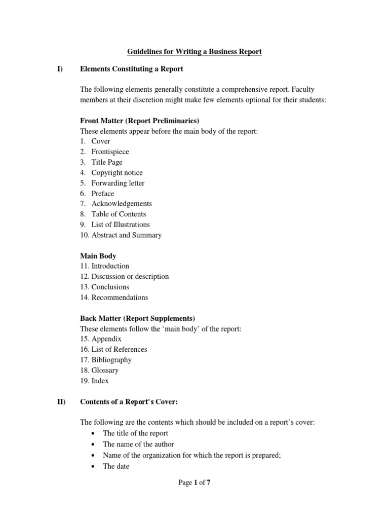 Guidelines for Writing Business Report Encyclopedias Book Design
