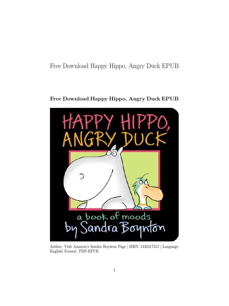 Happy Hippo Angry Duck A Book of Moods Boynton On Board PDF PDF