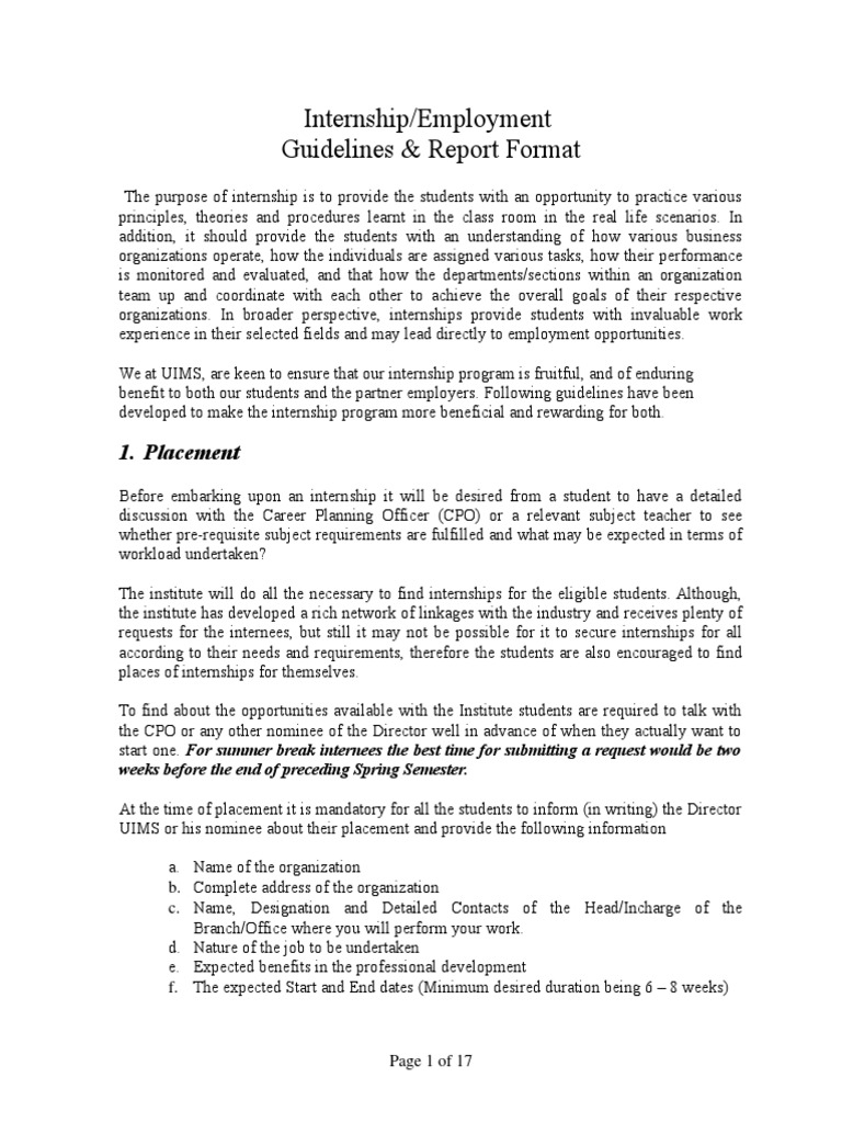Internship Guidelines and Report Format | PDF | Banks | Employment