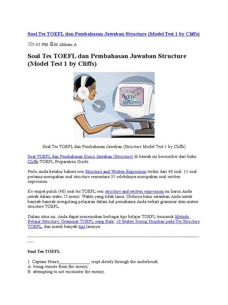 Soal Tes Toefl Dan Pembahasan Jawaban Structure Profit Accounting Morphology