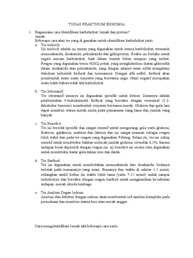 Tugas Praktikum Biokimia 1 Fix Pdf