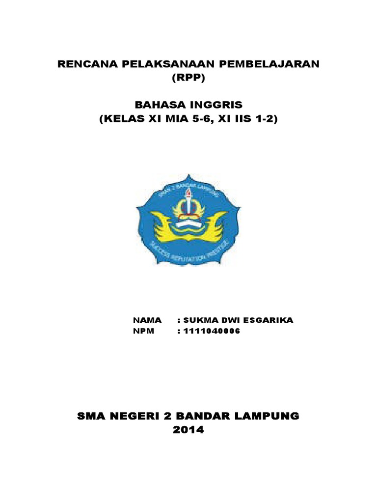 Cover Rencana Pelaksanaan Pembelajaran | PDF | Language Mechanics ...