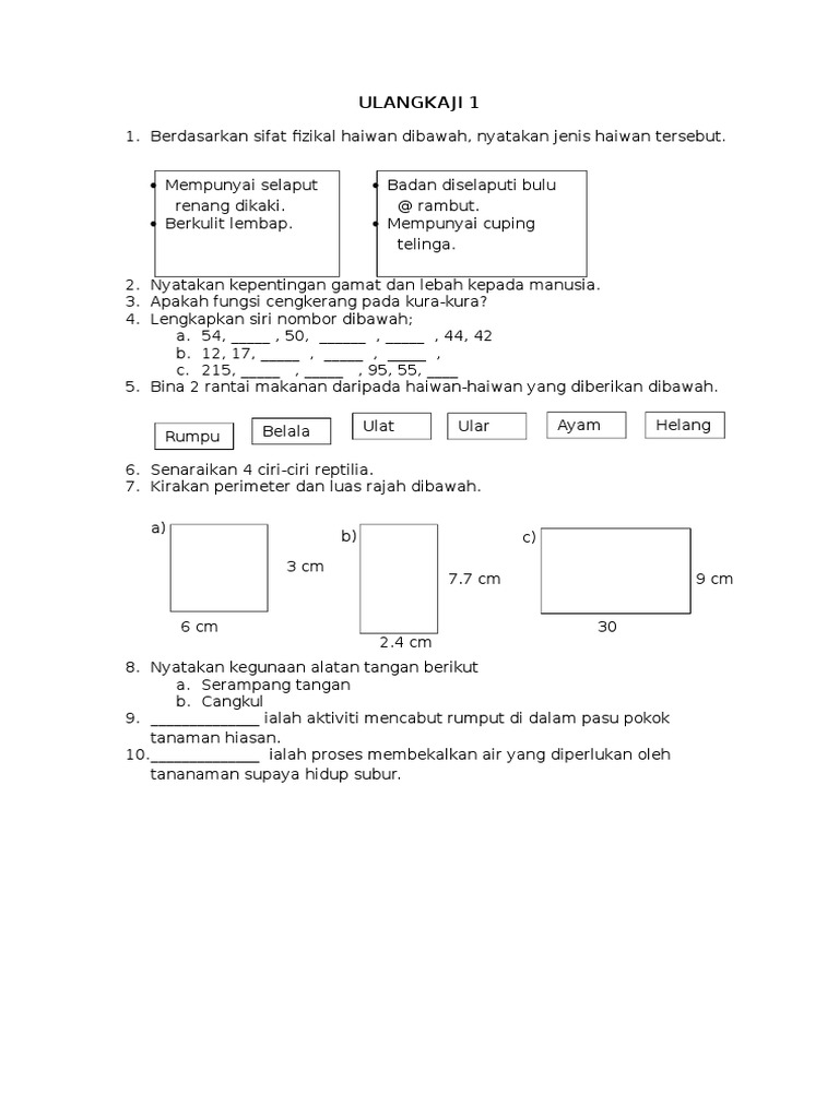 Latihan Amalan Bahasa Melayu Tingkatan Peralihan