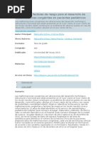 Frecuencia y Factores de Riesgo Para El Desarrollo de Malformaciones Congénitas en Pacientes Pediátricos