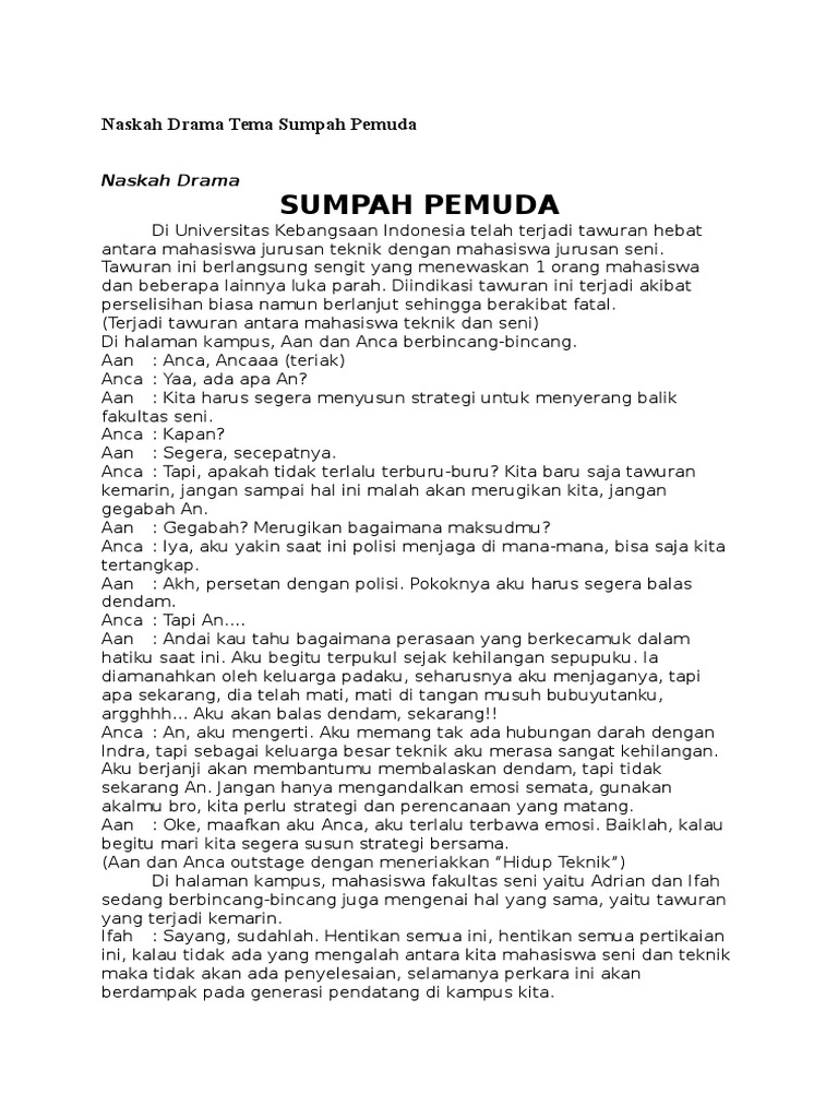 Naskah Drama Tema Sumpah Pemuda PDF