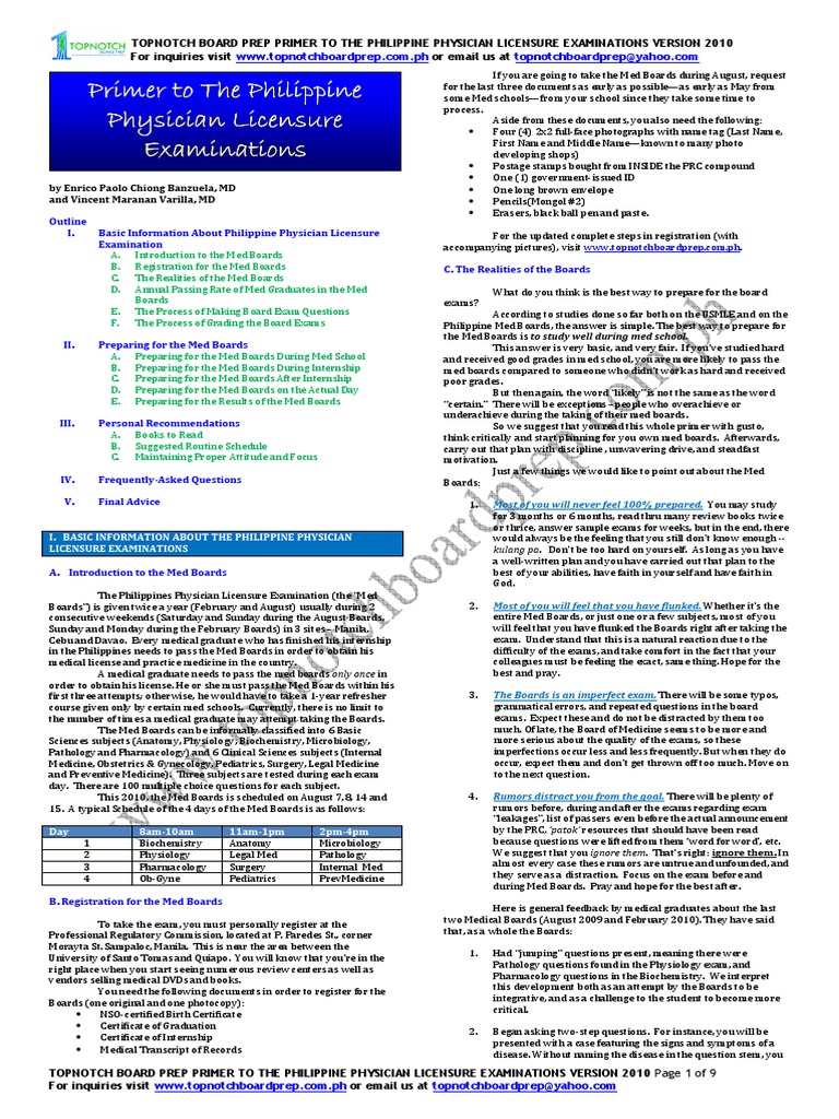 Board Exam Primer From Topnotch PDF Medical School Test (Assessment)