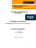 RESUMOS JESSICA - Psicopatologia Dinâmica Da Criança e Do Adolescente