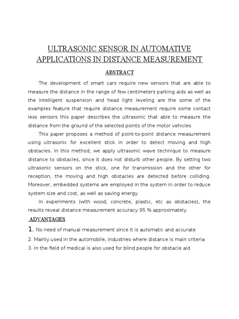 Ultrasonic Sensors for Automotive Distance Measurement | PDF | Science ...