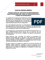 Mindef destaca que juzgado desestimó responsabilidad penal de militares en caso Kepashiato