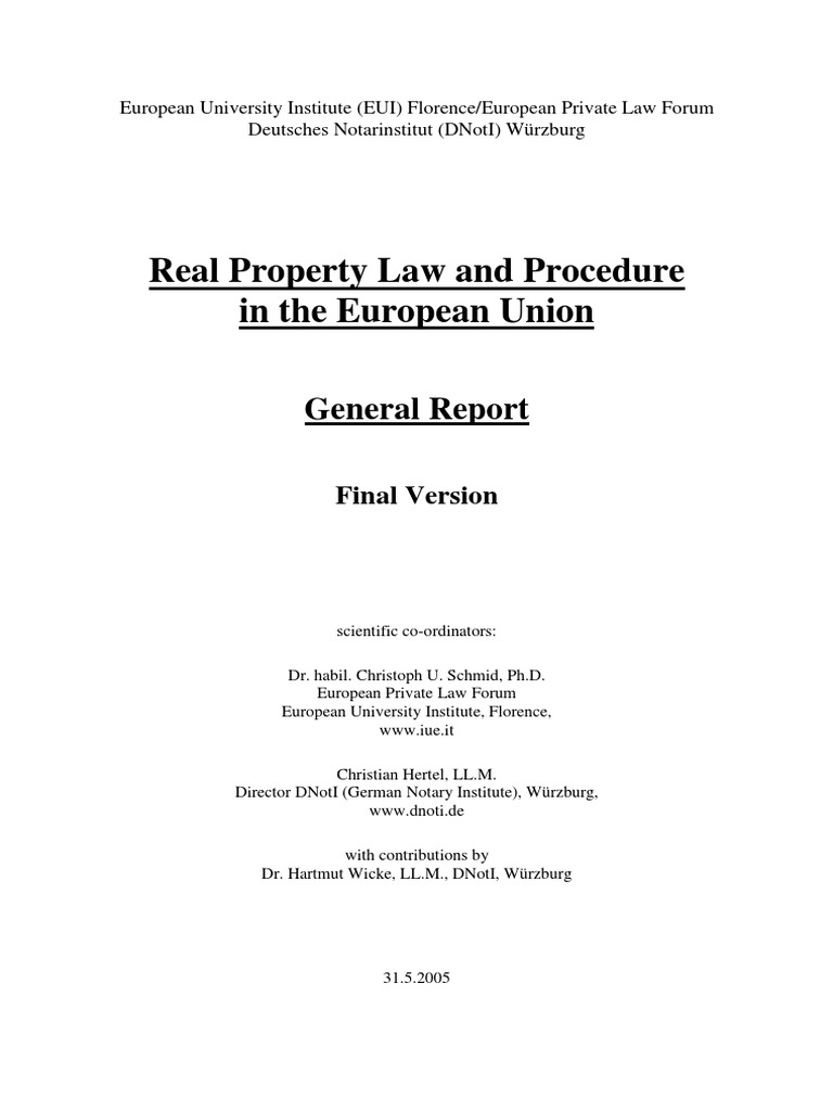 Real Property Law In Eu Mortgage Law Trust Law - 