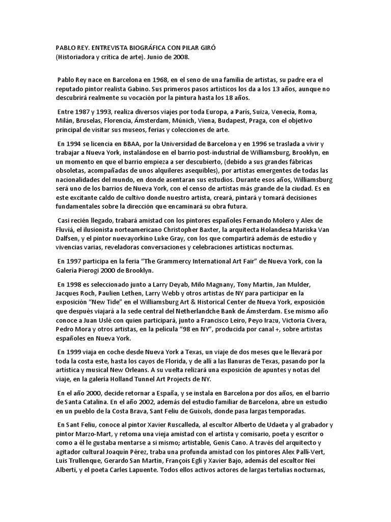 Pablo Rey: Biografía y Trayectoria Artística | PDF | Pinturas | Pintada