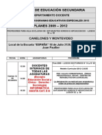 Calendario Programas Especiales - 2015 Interinos