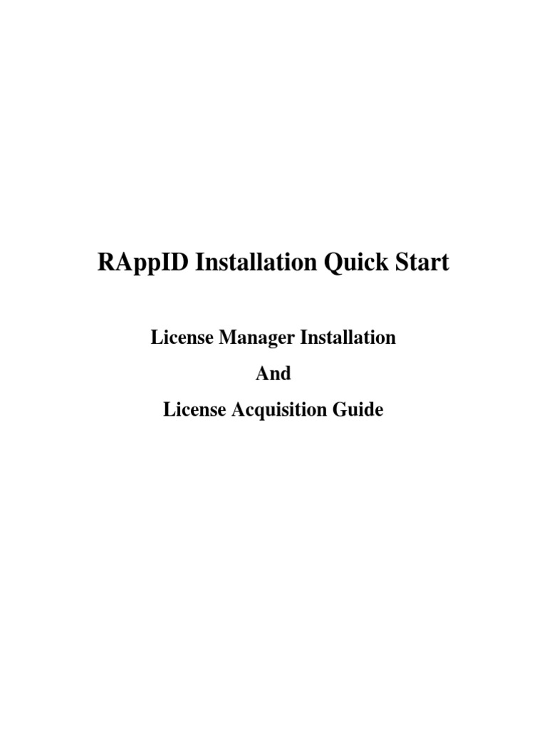 RAppID Init Installation Quickstart | PDF | Installation (Computer ...