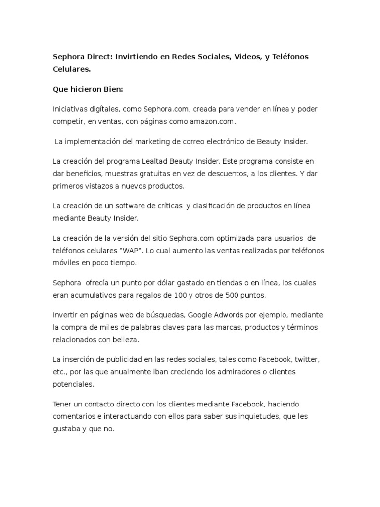 Estrategia Digital de Sephora Direct | PDF | Negocios | Ciencias sociales
