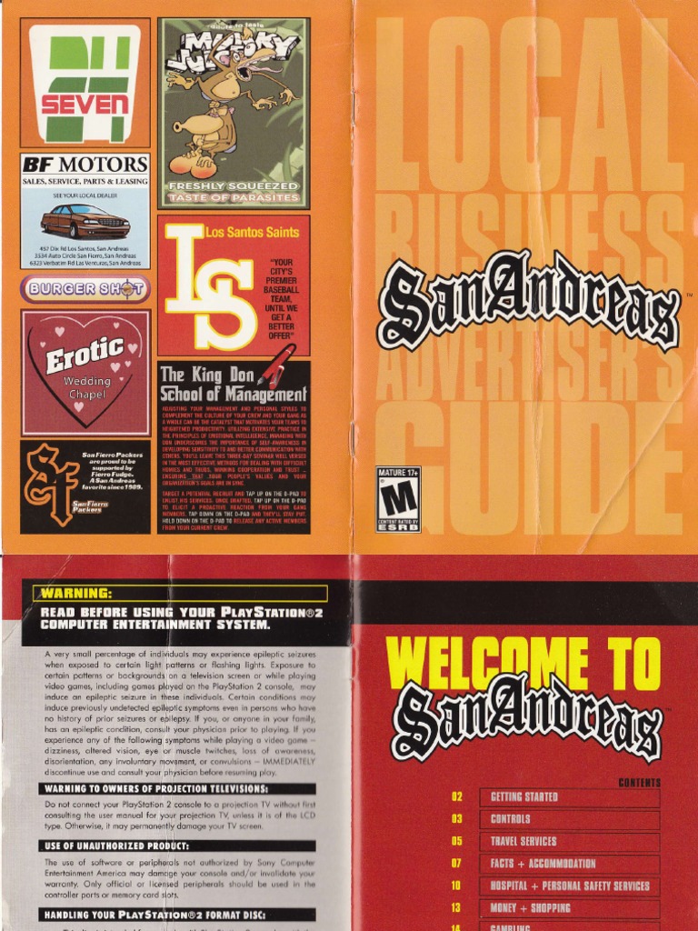 Grand Theft Auto: San Andreas PlayStation 2 GTA PS2 w/ Manual