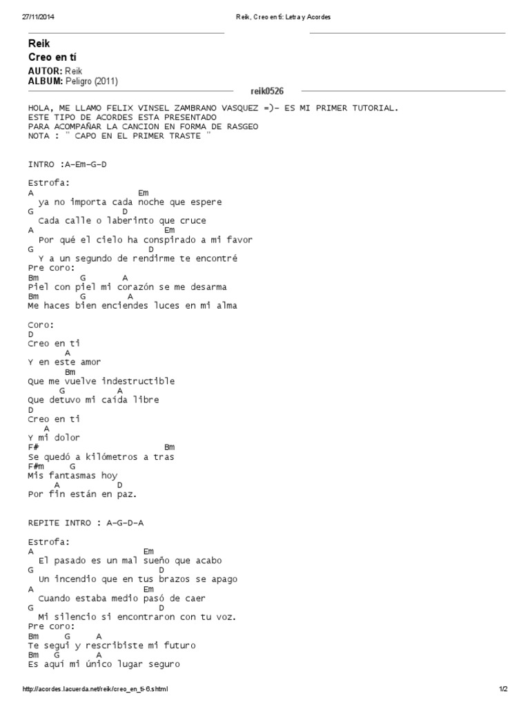 Letra y acordes de 