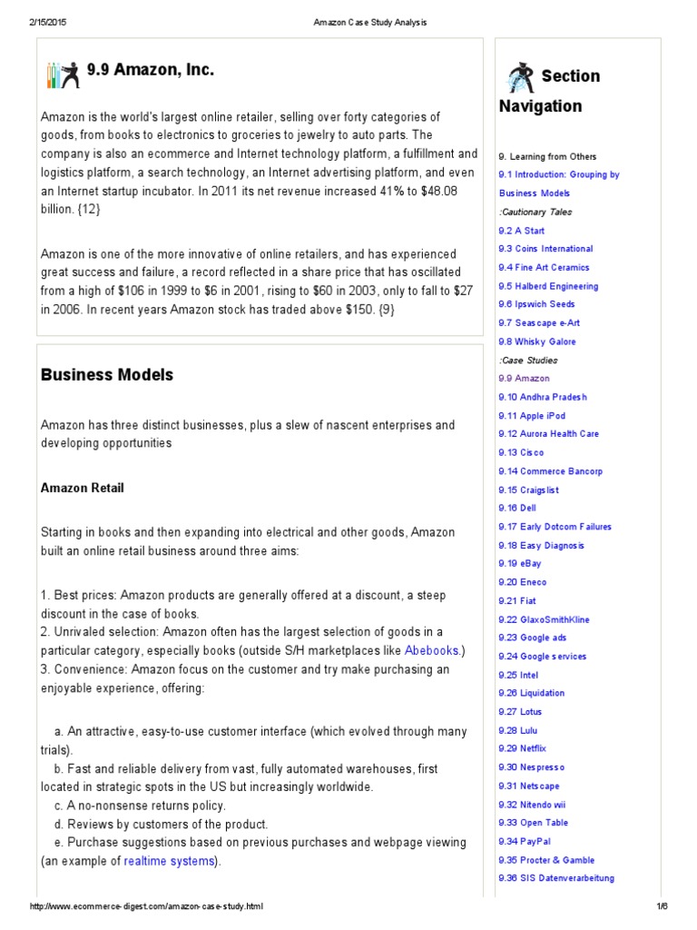 Amazon Case Study Analysis Overview | PDF | Amazon.Com | Amazon Web ...