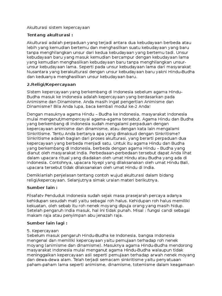 Akulturasi Sistem Kepercayaan