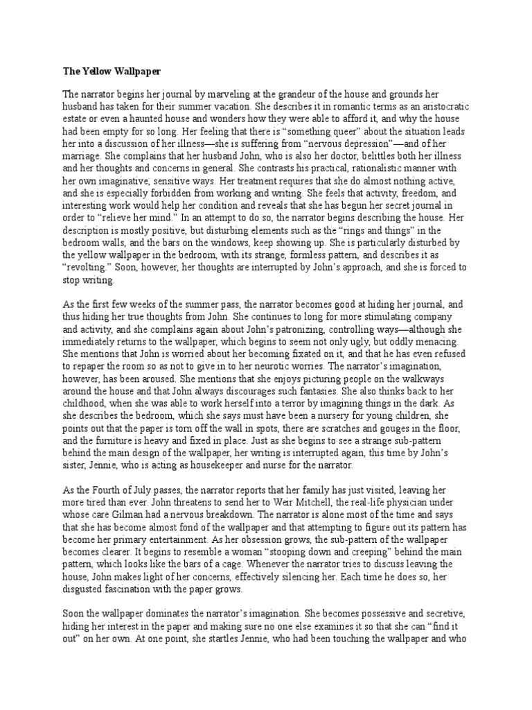 The Yellow Wallpaper PDF The Yellow Wallpaper