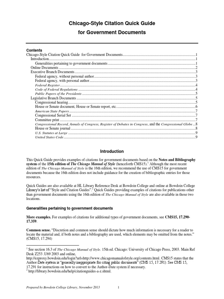 Chicago Citation Guide for Government Docs | PDF | History