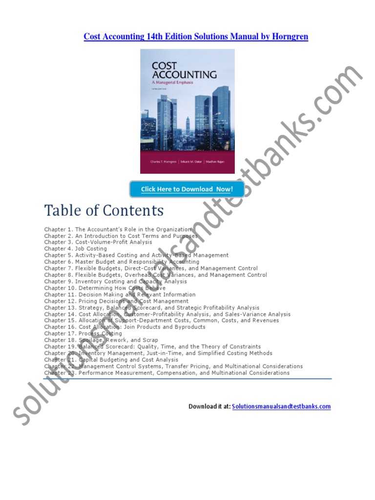 Cost Accounting 14th Edition Solutions Manual Horngren Pdf Cost Accounting Inventory