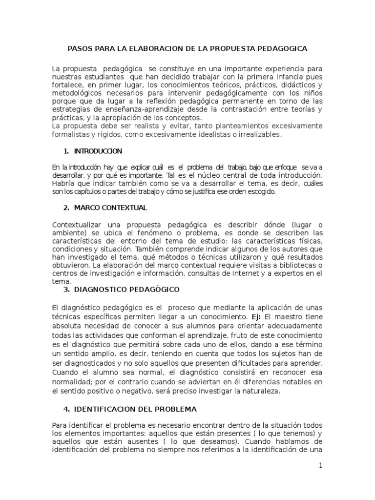 Pasos Para La Elaboracion de La Propuesta Pedagogica[1