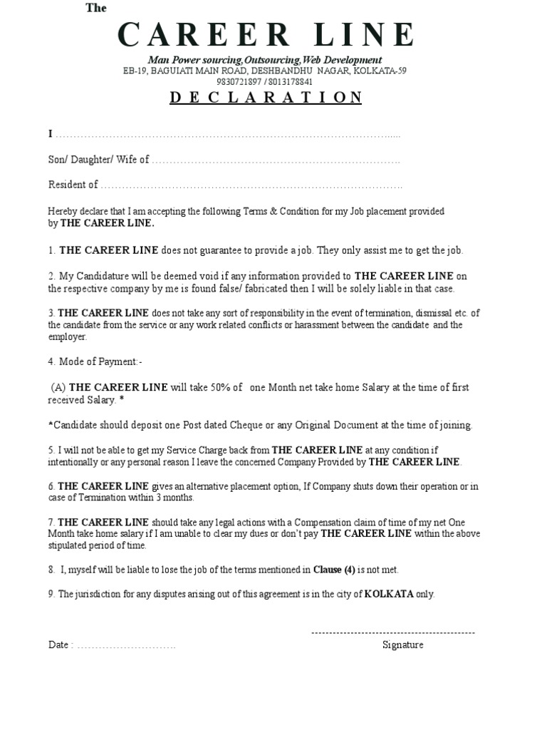 The Career Line Declaration | PDF