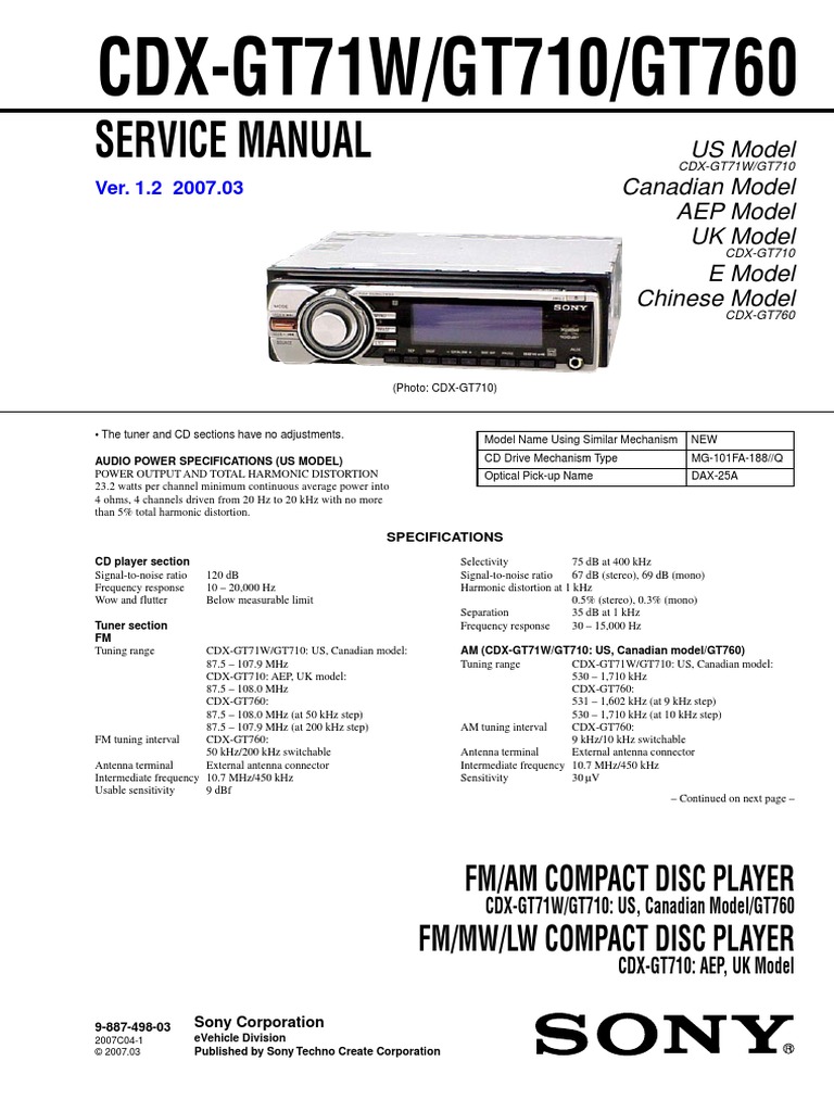 Sony Cdx Gt200 Wiring Diagram