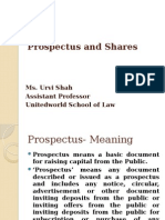 Prospectus and Shares: Ms. Urvi Shah Assistant Professor Unitedworld School of Law