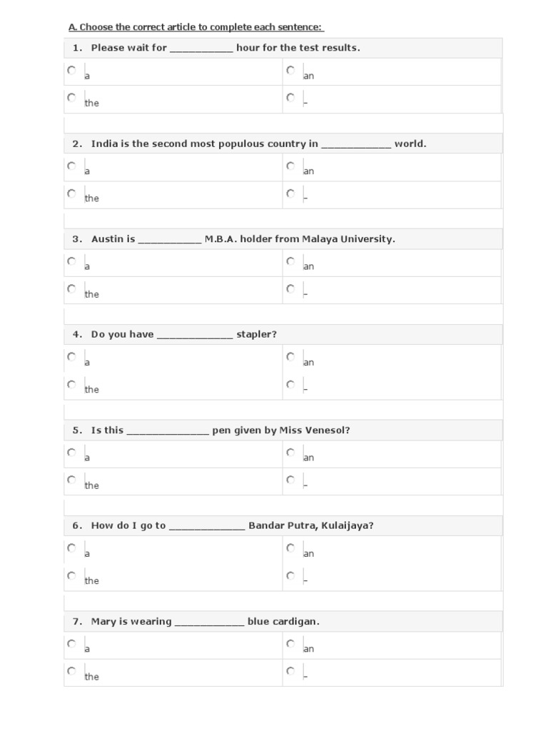 Articles Exercises with Answers | PDF | Language Arts & Discipline
